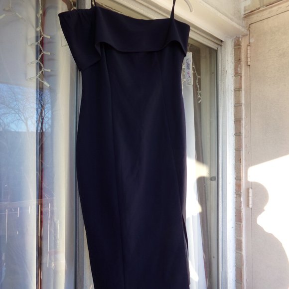 Eliza J Off the Shoulder Scuba Crepe Cocktail Dress, Size 10 - Navy - Picture 5 of 7